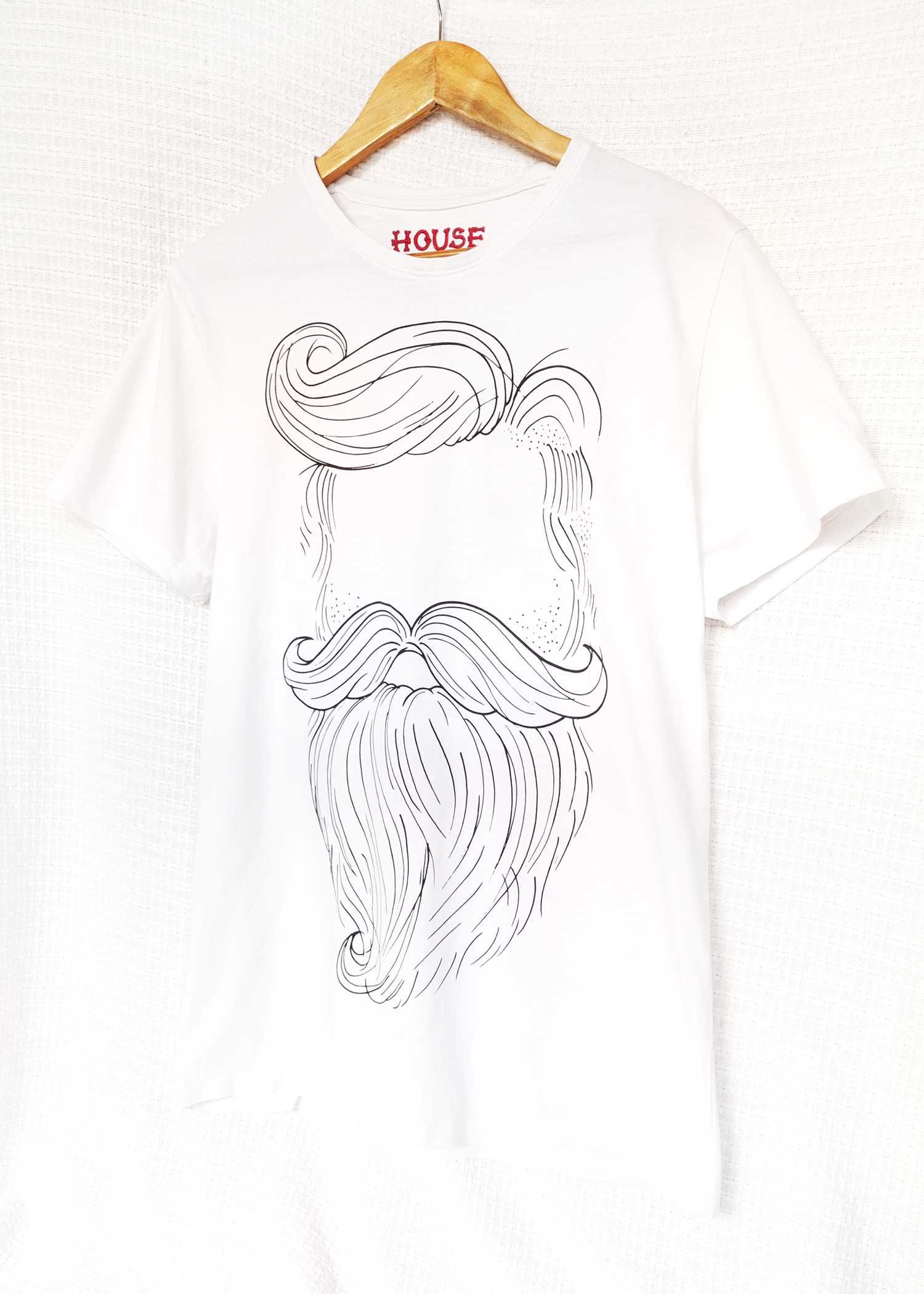 Biała męska koszulka T-shirt z nadrukiem gentleman minimal