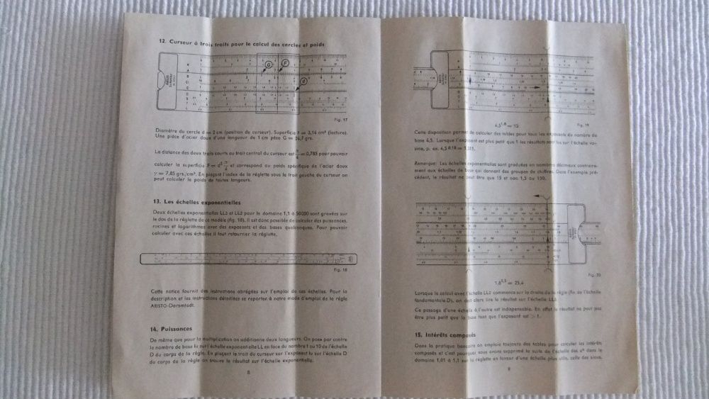 Instruções para uso da Régua de calculo Ariston-Scholar II (vintage)
