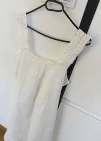 Biała haftowana koszula nocna, 100% bawełna, rozmiar 40-42, l-xl