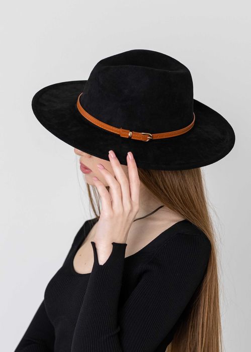 Капелюх федора унісекс з широкими полями 8 см замшевий SUEDE