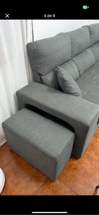 Sofá Chaise Longe Reversivel Cinza