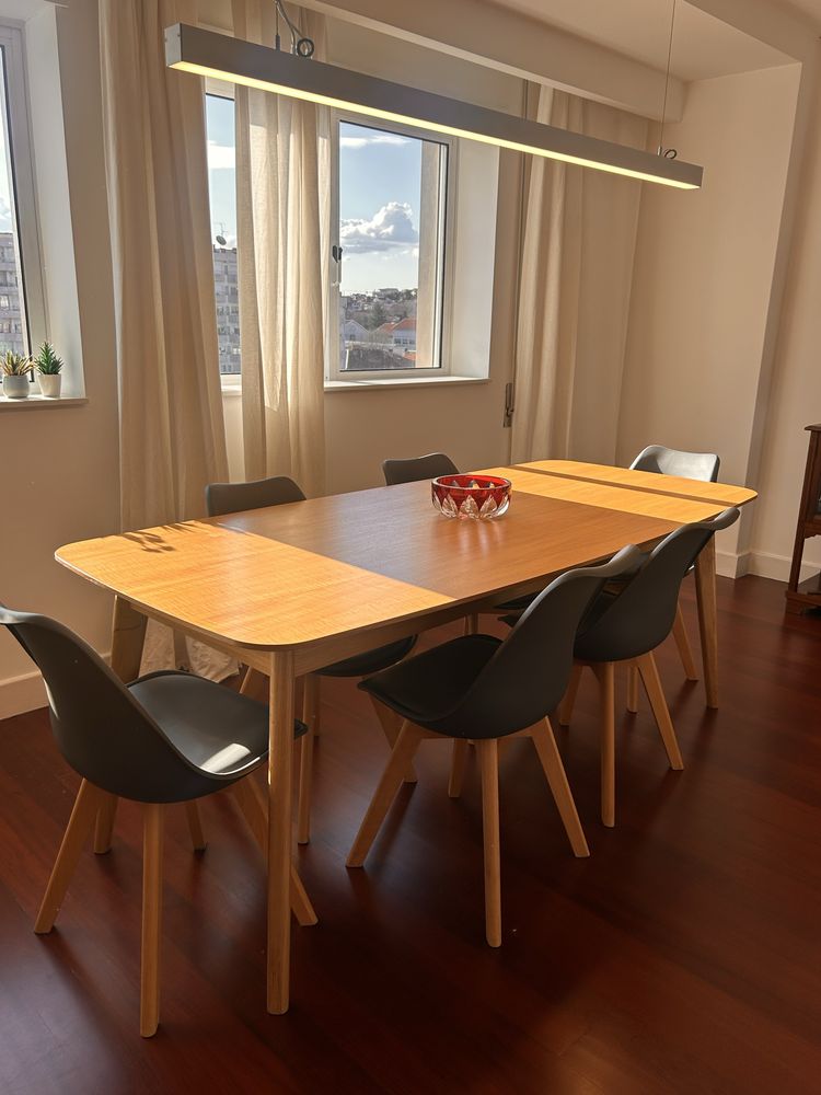 Mesa de jantar estilo escandinavo + 6 cadeiras cinzentas | La Redoute