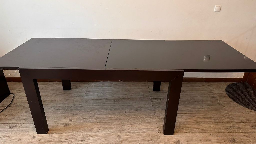 Mesa wenge tampo vidro extensível