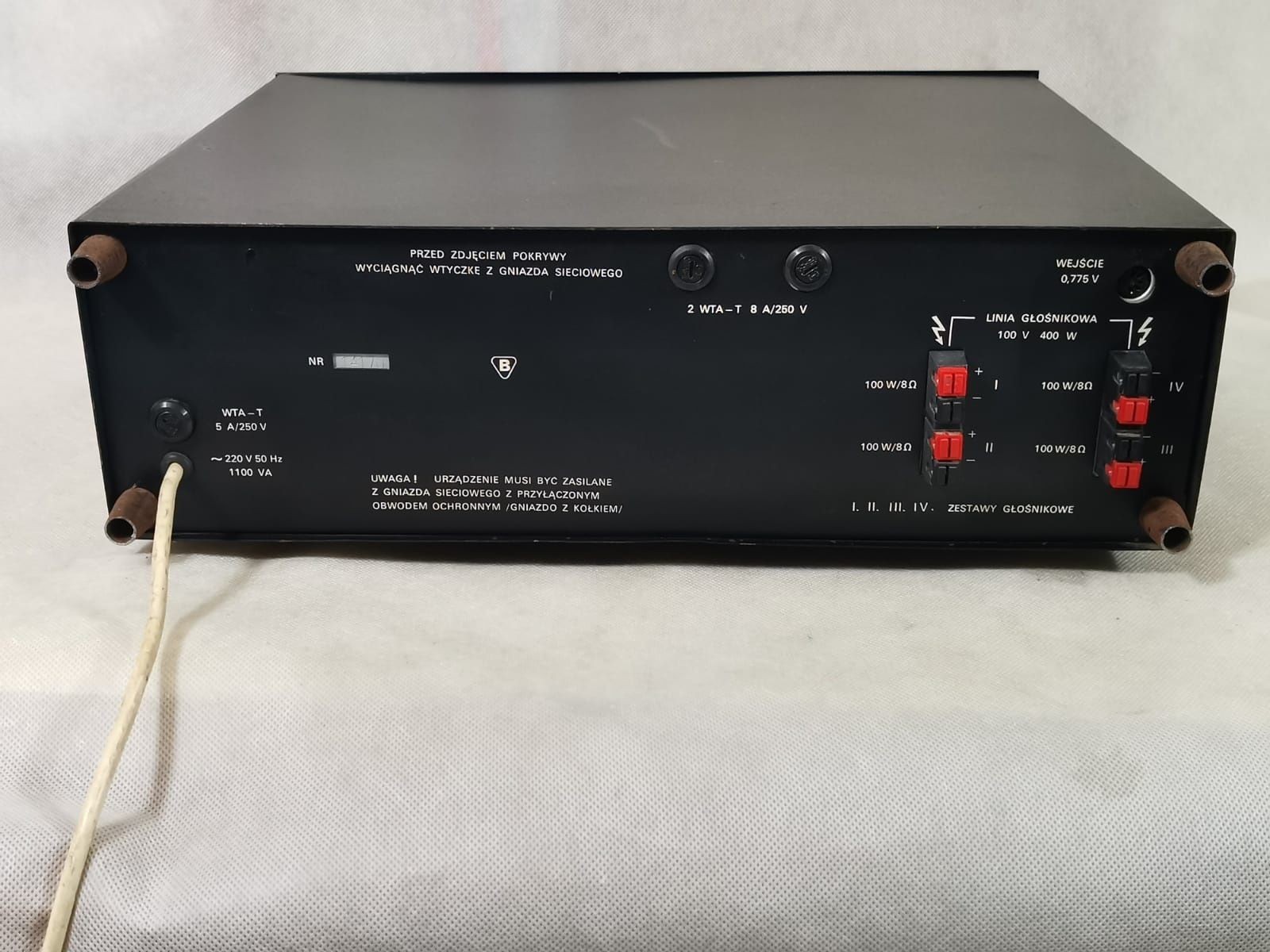 Wzmacniacz W 400 Elektronika Legionowo 4x100W 8ohm Radiowęzłowy 400W