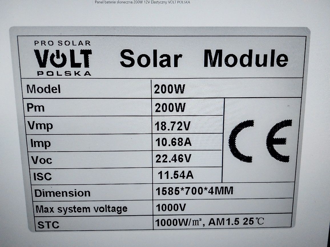 Panel solarny polimorficzny 200 watt
