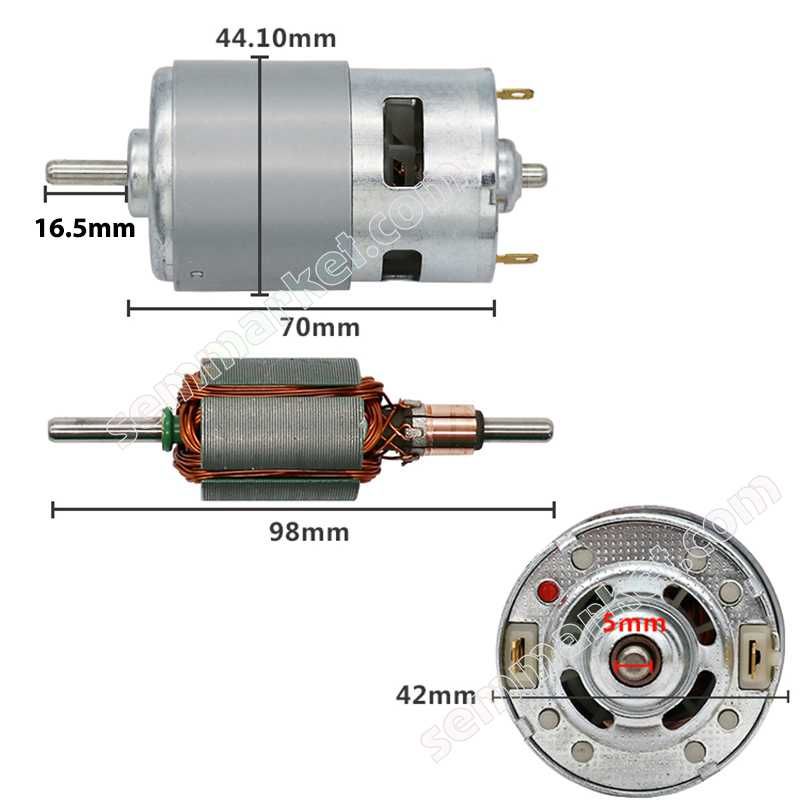 Мини электродвигатель RS775 RS545 555 электромотор 12v  24v