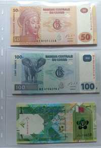 Banknoty - Kongo plus Katar. UNC