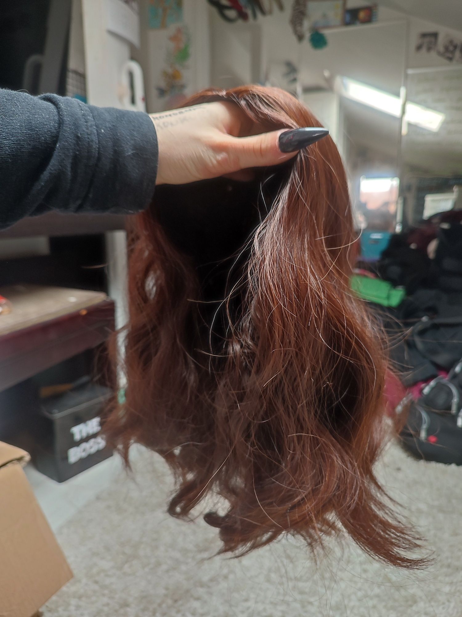 Kasztanowa brązowa peruka Brown WIG cosplay grzywką bob