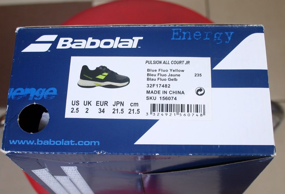 Теннисные кроссовки Babolat Pulsion All Court Junior, размер EUR 34