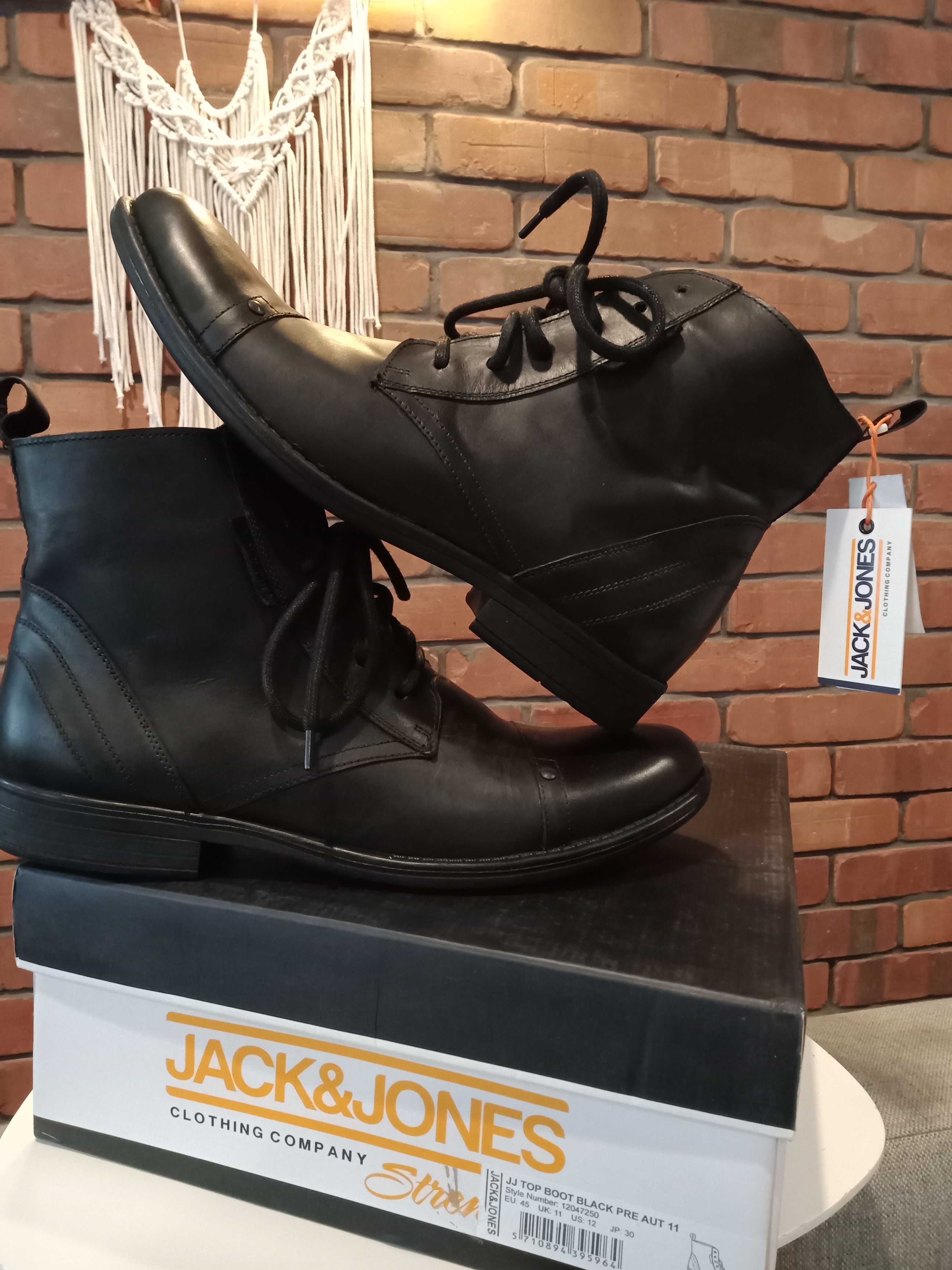 Jack & Jones NOWE skóra naturalna, premium, rozmiar 45 (30 cm) pudełko