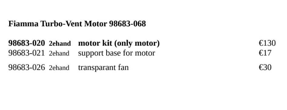 Fiamma Turbo-Vent Motor