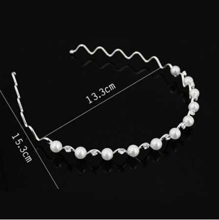 Ślubna opaska do włosów SREBRNA - perły cyrkonie