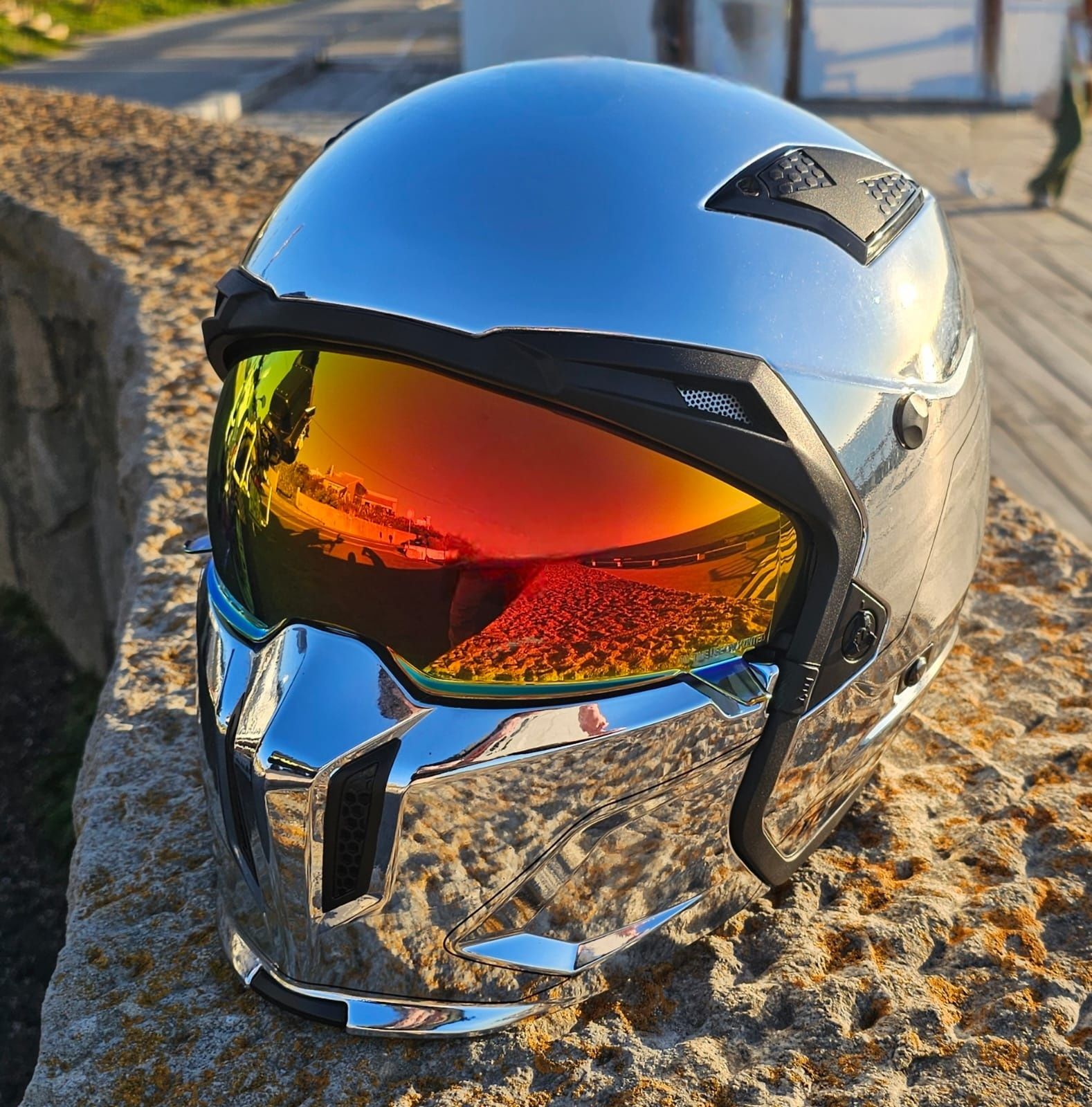 Capacete MT Streetfighter SV Chromed Silver Tam M/L
