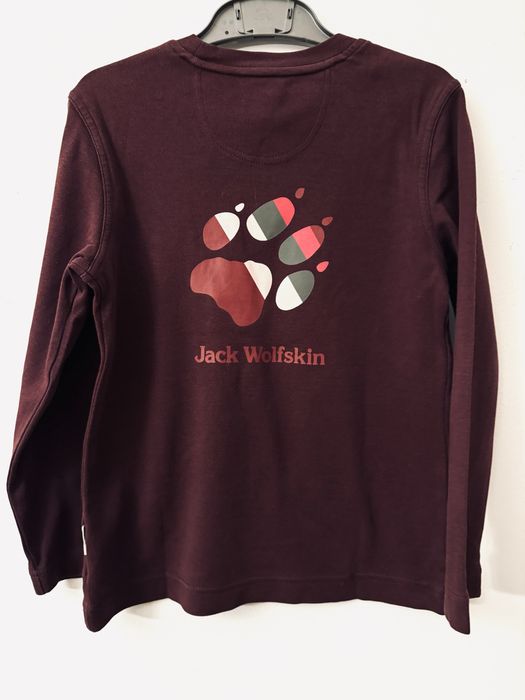 Koszulka ciepła długim rękawem Jack Wolfskin 128 unisex bawełna bordo