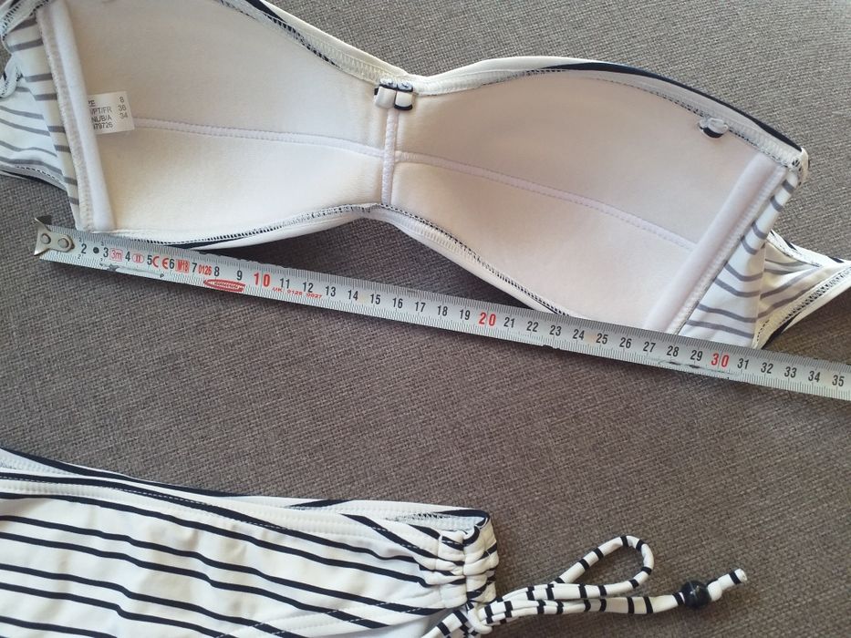 Strój kąpielowy ocean club r 36 S bikini biały w paski