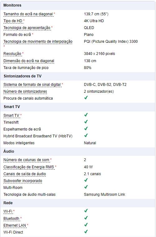 Televisão Samsung 55”