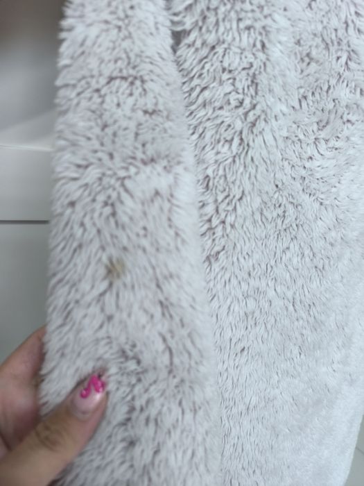 Szlafrok 8 S 36 10 M 38 pudrowy róż polarowy pluszowy zapinany na suwa