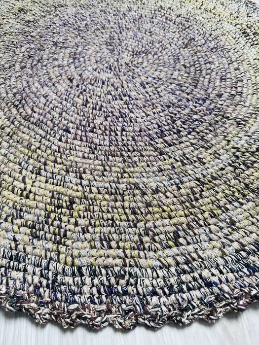 Dywanik handmade do przedpokoju zielono-brązowy 86-88cm #152