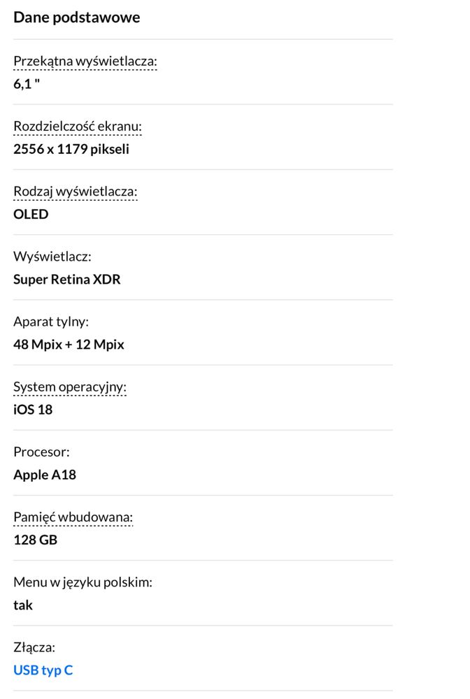 Iphone 16 128GB czarny