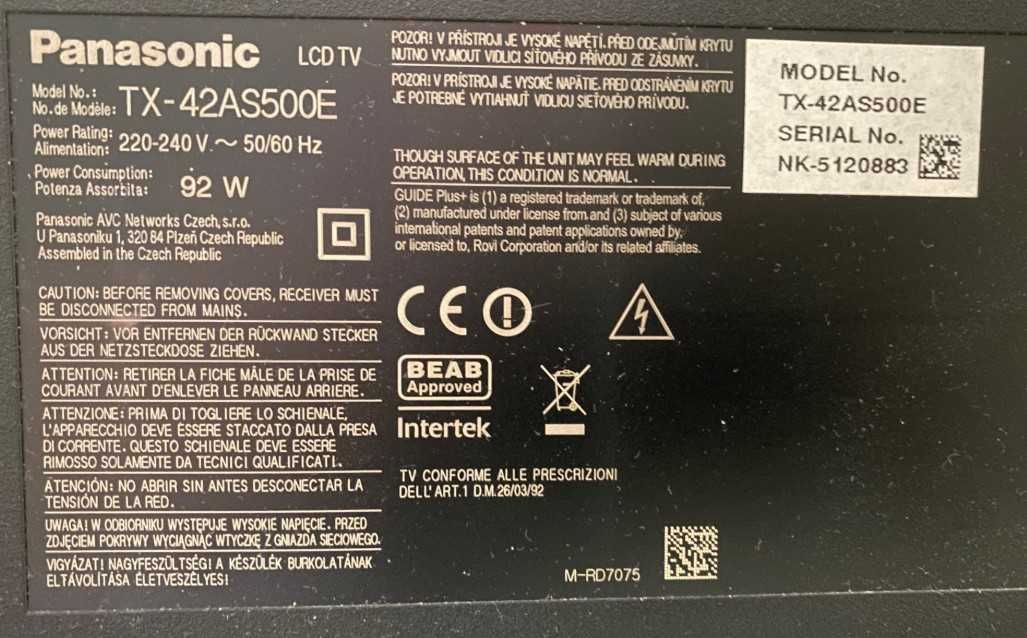 Telewizor Panasonic TX-42as500e.