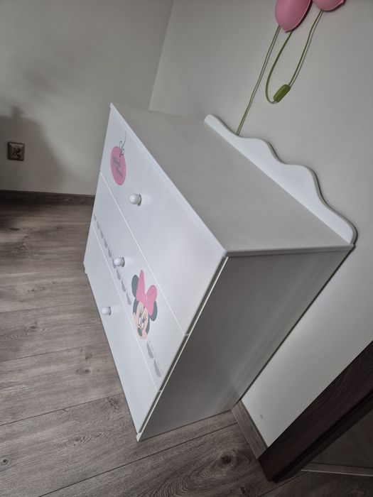 Meble Meblik Minnie Mouse zestaw komoda szafa łóżeczko dla dziewczynki