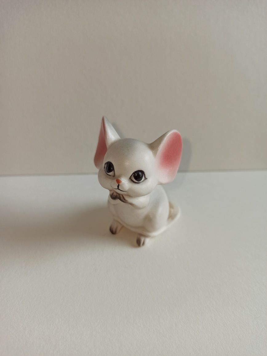 Filigranowa figurka ceramiczna mysz myszka vintage gryzoń delikatna