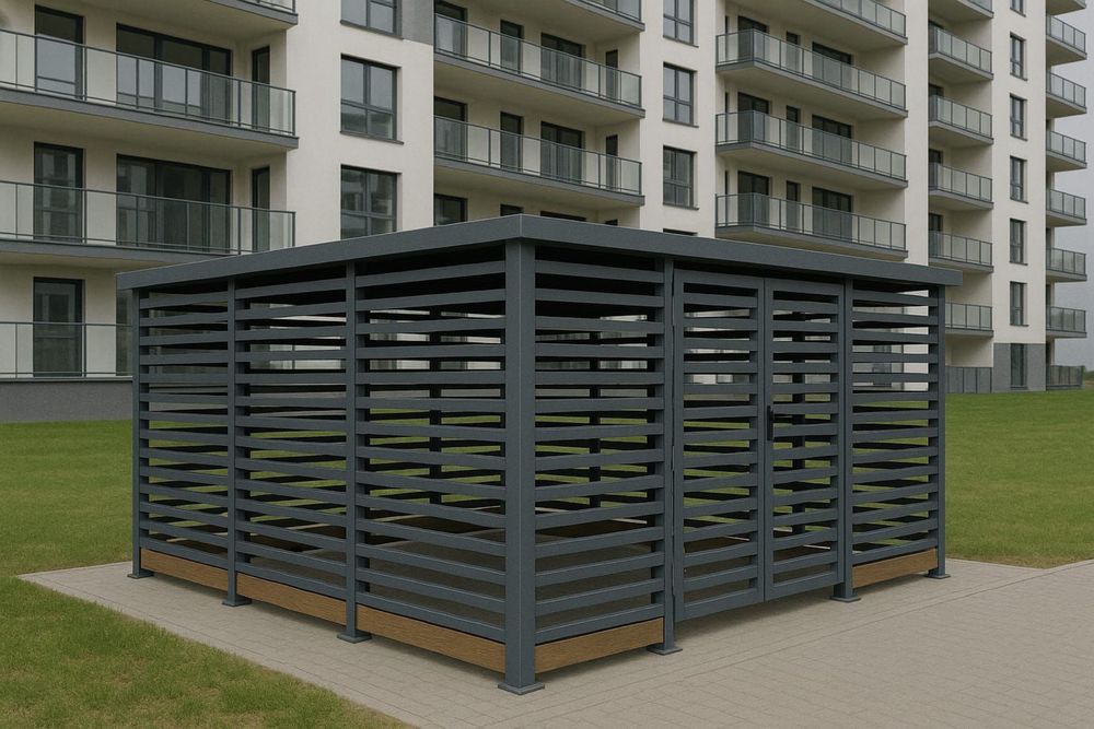 Wiata śmietnikowa altana 4x3 4x4 4x5 5x6 5x7 stalowa panelowa alu
