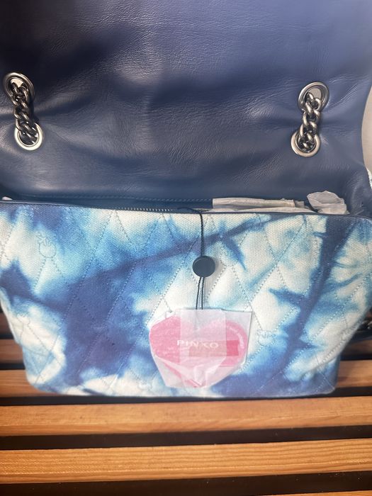 Promocja! Pinko torebka love puff niebieska srebrne Jaskółki duża