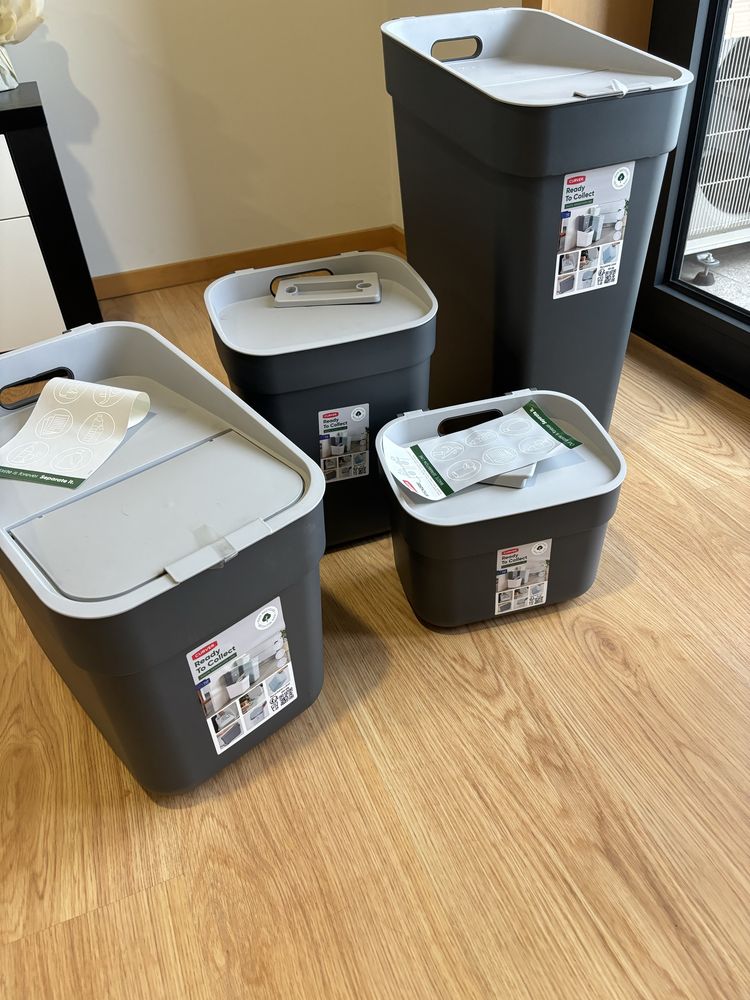 4 caixotes de lixo cinza, Ready to collect, Curver 5lt,10lt,20lt,30lt
