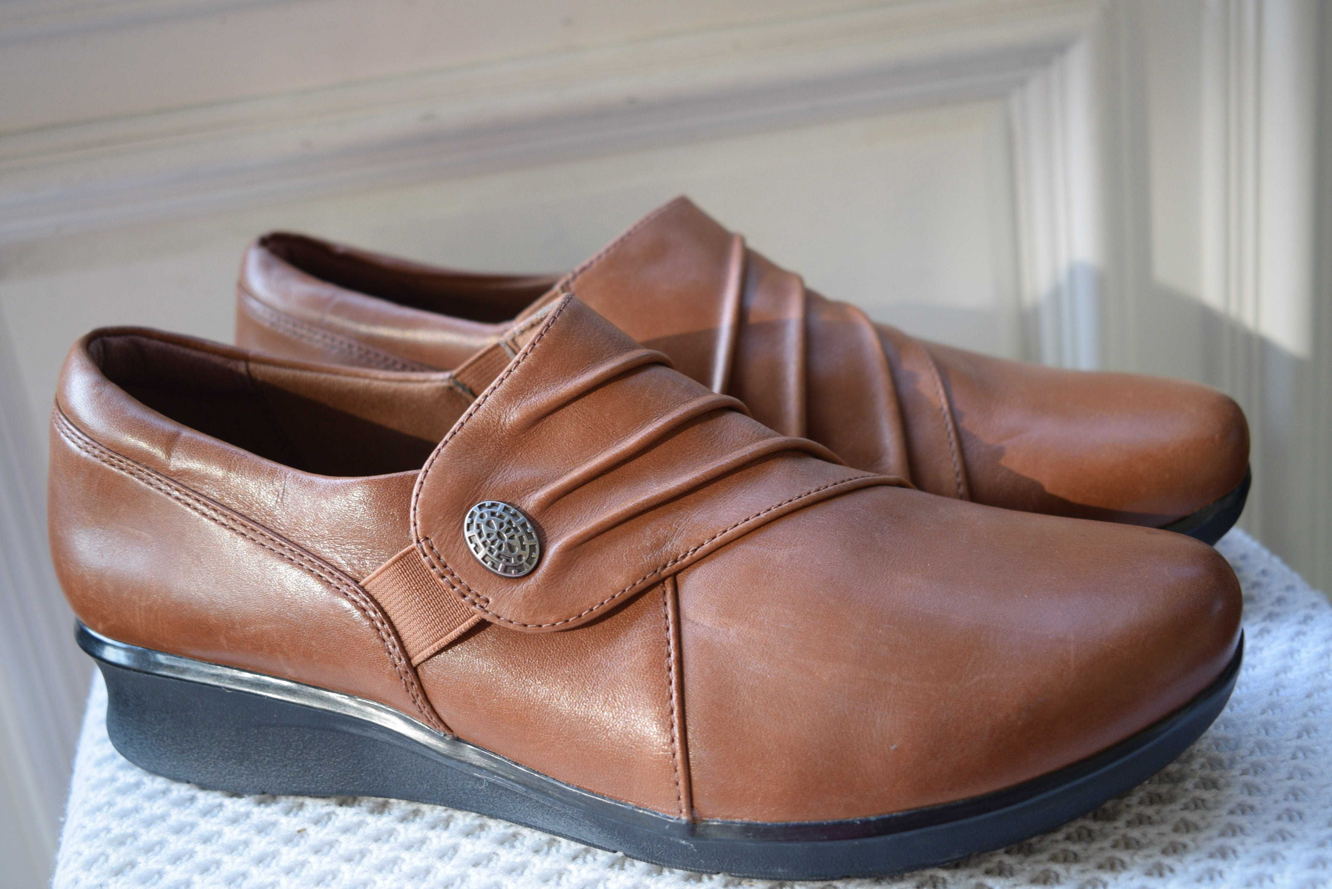 кожаные туфли мокасины Clarks р.40 26,3 см