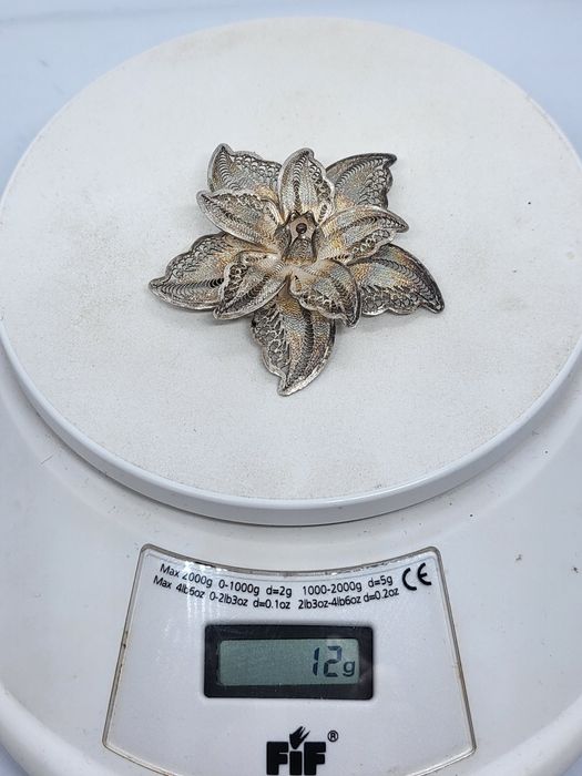 Брошь серебро  филигран
