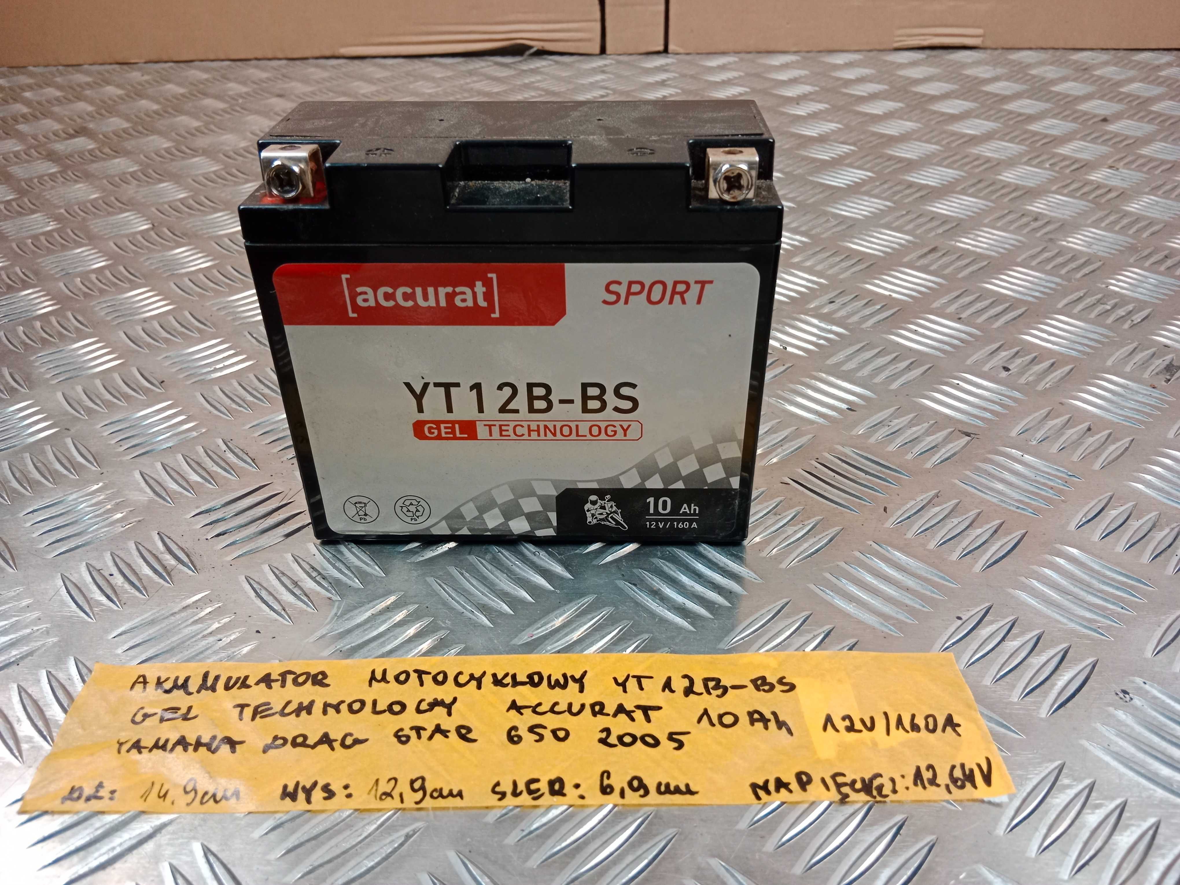 Akumulator Motocyklowy YT12B-BS GEL TECHNOLOGY Accurat 10Ah 12V 160 A