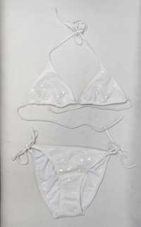Strój kąpielowy dwuczęściowy bikini białe cekinowe 32 XXS ST0245