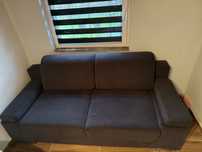 Kanapa, sofa, rozkladana z pojemnikiem na posciel szara z poduszkami