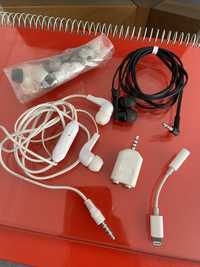 Kit headphones e adaptador de som iphone