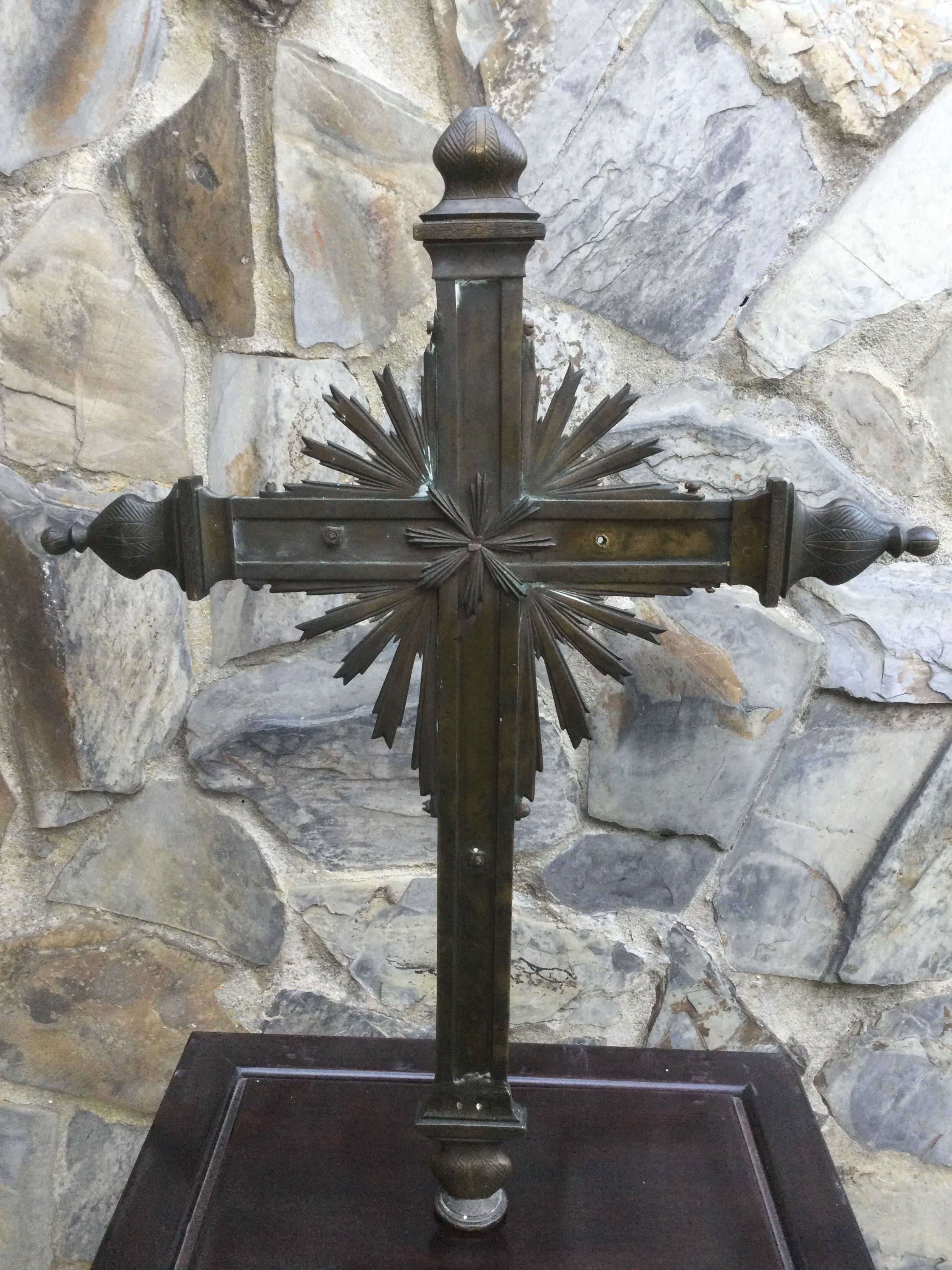 Cruz Cristo Procissão Bronze séc XVIII 52 cm Arte Sácra