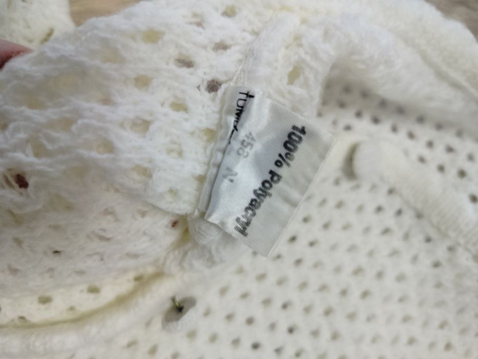 Kardigan damski sweter na guziki ażurowy 38 ecru