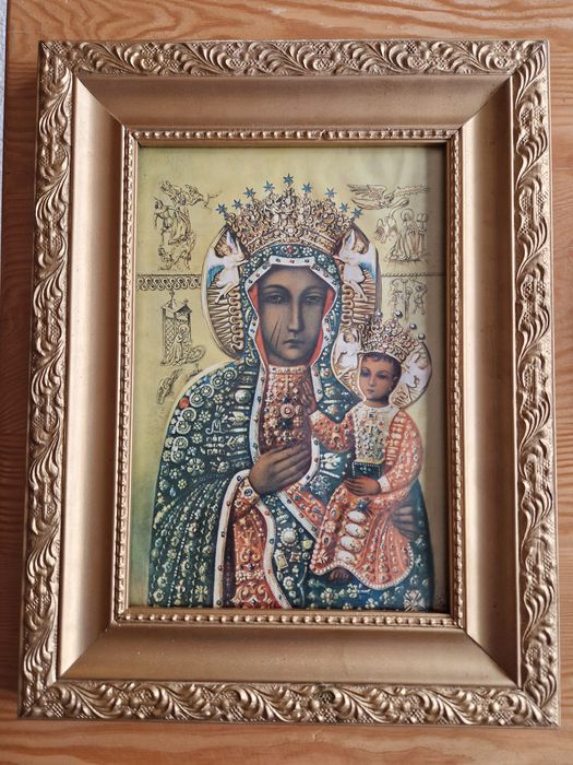 Obraz Matka Boska Częstochowska, Czarna Madonna, drewniana rama