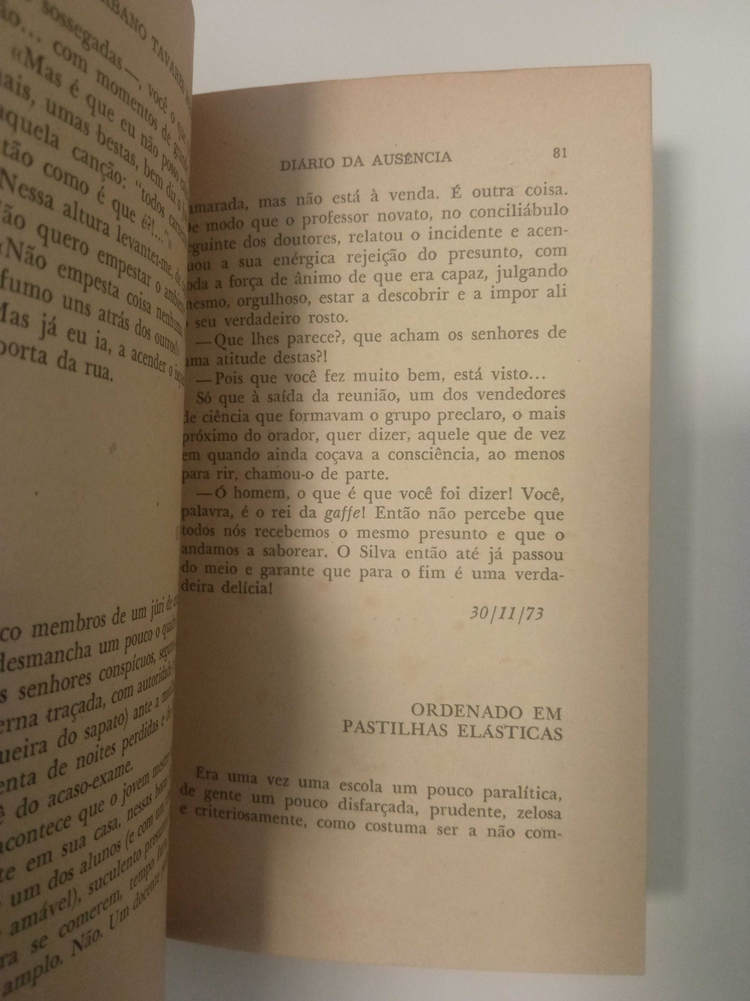 1a edição: Diário da ausência, de Urbano Tavares Rodrigues