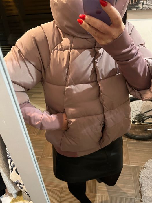 Monnari nowa kurtka ciepła pudrowy róż puchowa 38/42 femestage komin