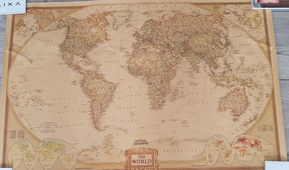 Mapa świata w stylu retro National Geographic