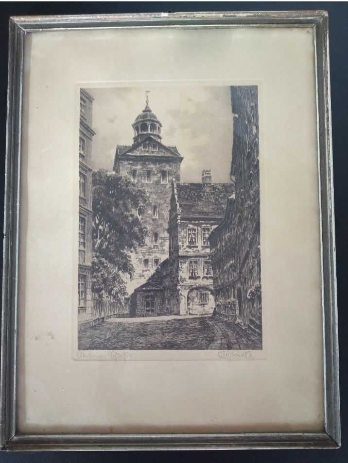 Ponad 100 letnia grafika  Wieża  Dzwonów  Szczecin