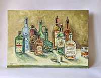 Whiskey Relax, полотно на картоні, олія 50*70 натюрморт, картина