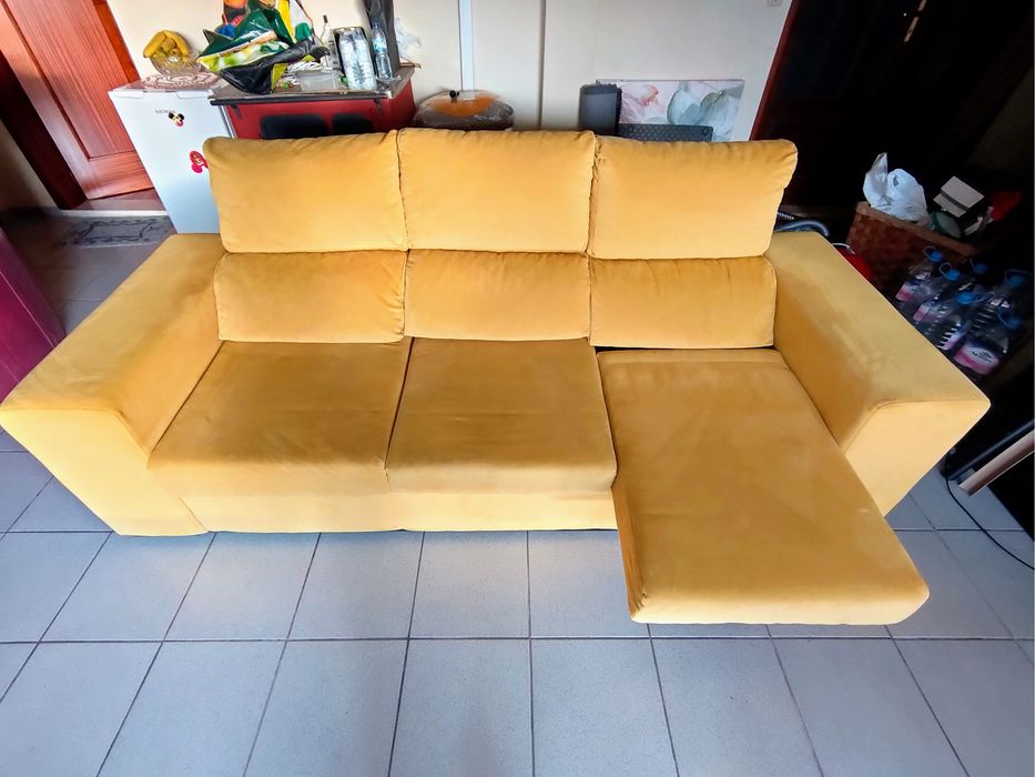 Sofa de 3 lugares com chaise longue amovivel