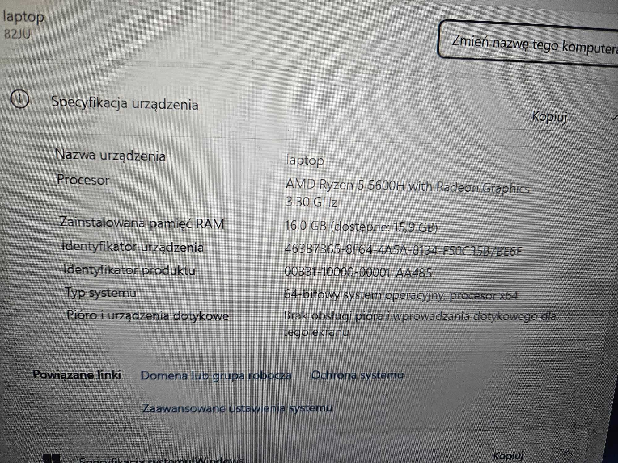 Lenovo Legion 15ACH6H laptop gamingowy