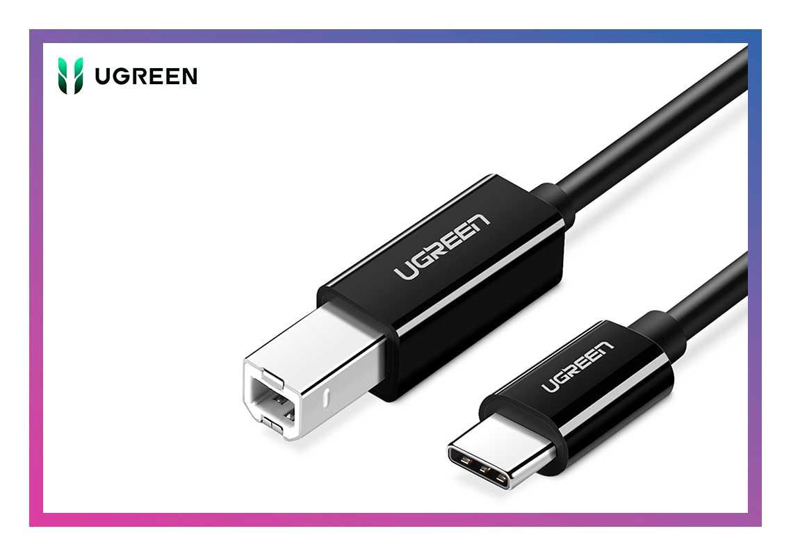 Кабель для принтера сканера факса МФУ Type-C на USB-B 2.0 UGREEN 1м