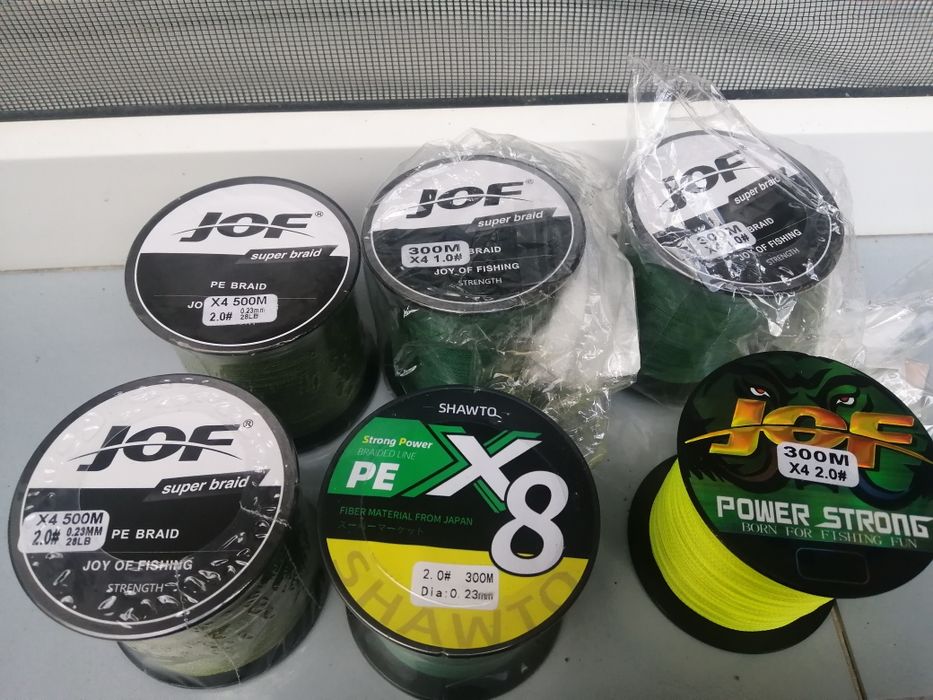 6x plecionka wędkarska 300m i 500m 0.23mm i mniejsze przekroje