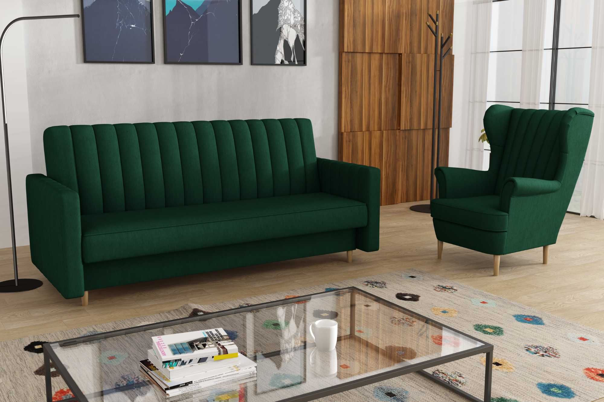 Zestaw komplet wypoczynkowy wersalka Gabi i fotel Uszak. Sofa, kanapa