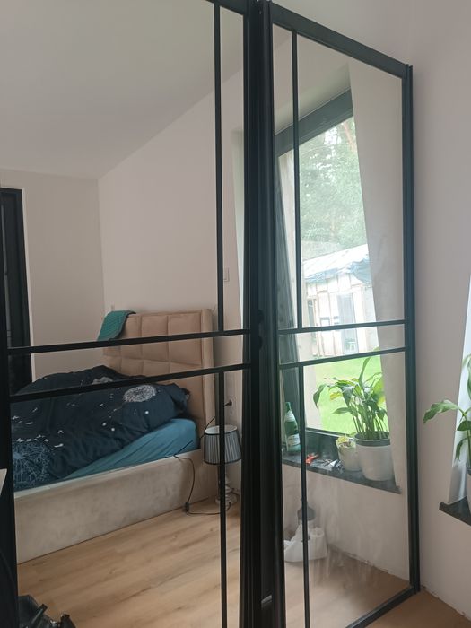 Drzwi przesuwne dwuskrzydłowe lustro Barański