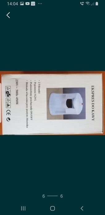 Ekspres do kawy z dwoma filiżankami nowy